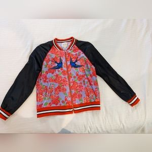 Silence + Noise Bomber Jacket Roller Skate Jacket Embroidered Size Large